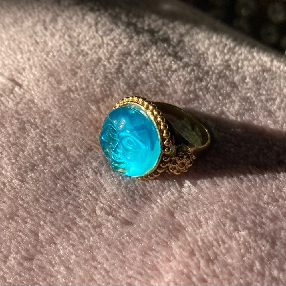 Gold Tagliamonte Moon Face Ring 🌝 - Picture 1 of 5